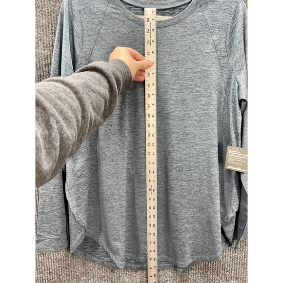 Eddie Bauer Resolution Tunic Tee Top Womens Large Blue Long Sleeve Wicking NEW - Picture 10 of 11